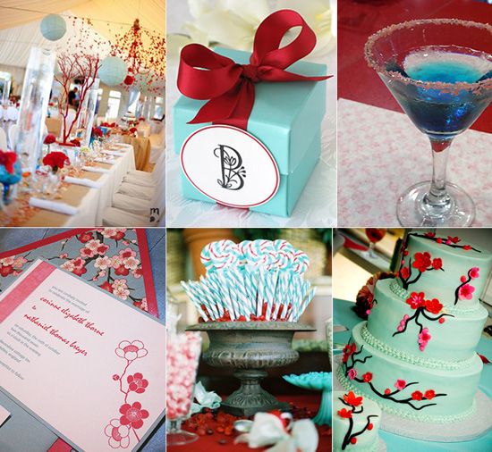 red and turquoise wedding ideas